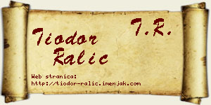 Tiodor Ralić vizit kartica